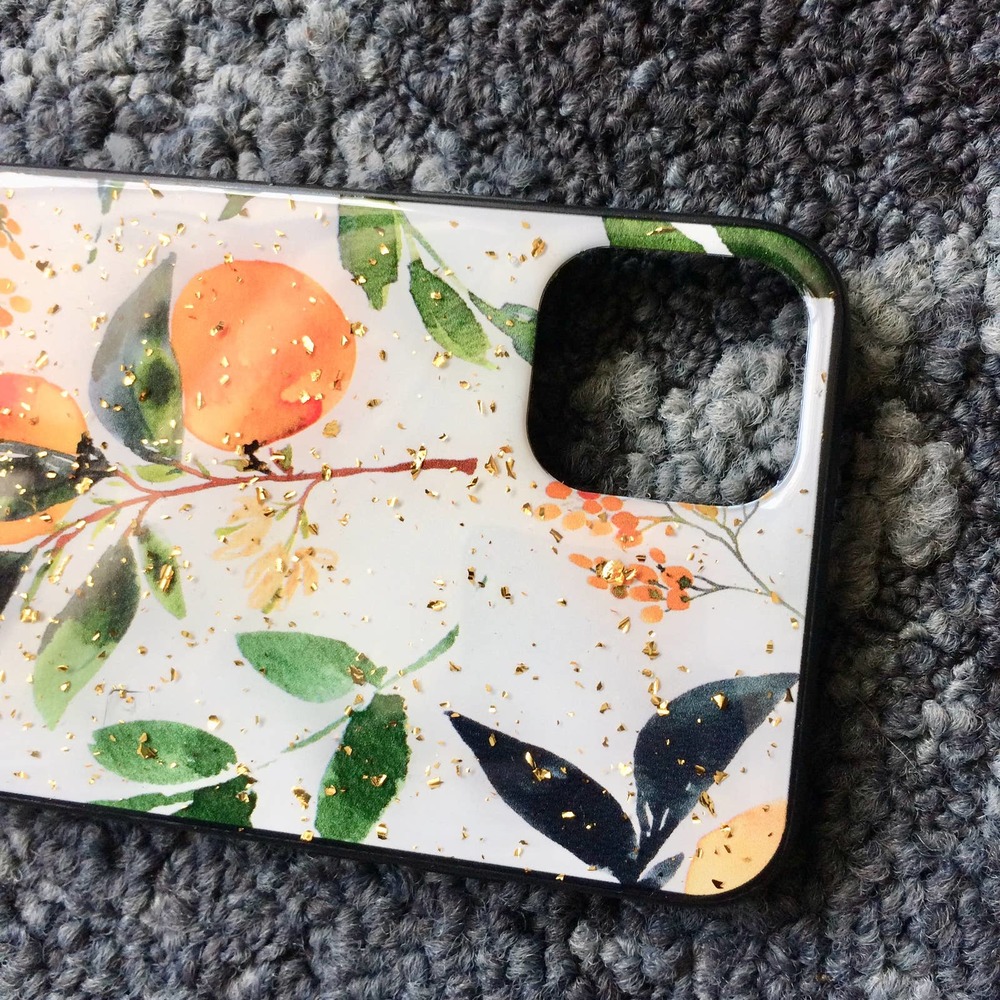 iPhone X/XS Case Orange Leaf Print Cover NEW - Picture 3 of 9